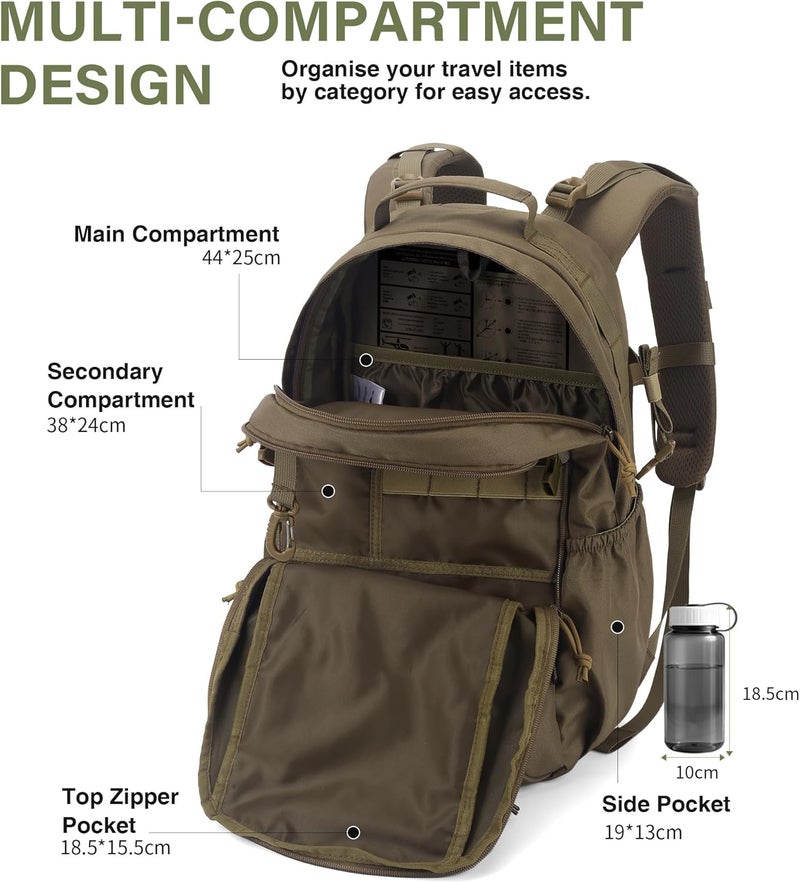 Mardingtop حقيبة ظهر عسكرية تكتيكية للرجال 20 لتر مولي رucksack EDC حقيبة نهارية للتنزه والسفر والتخييم والصيد - Image 4